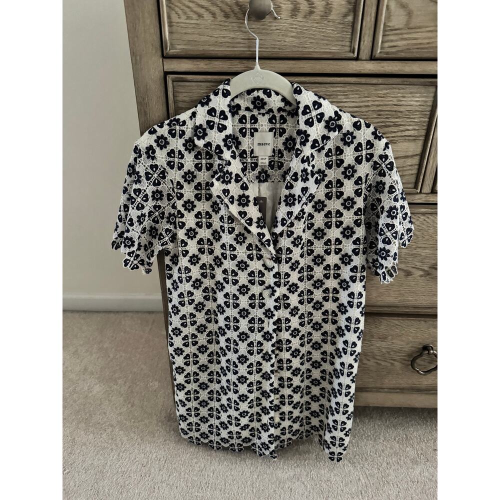 Maeve Geo Lace shirt dress